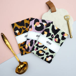 Mint Leopard Print Tea Towel