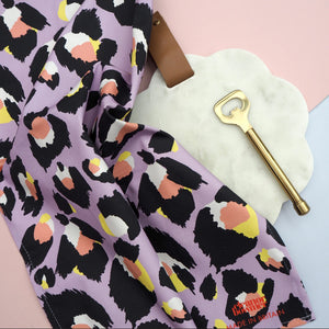 Lilac Leopard Print Tea Towel