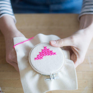 3 x Heart Hoop Cross Stitch Embroidery Kit