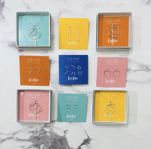 Indi + Will X Lee:Lie  - collaboration - Shapes - Doube half circle stud earrings