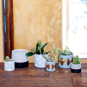 Mini Black Dip Cement Planter