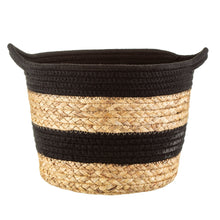 Load image into Gallery viewer, Black Rope &amp; Grass Stripe Basket
